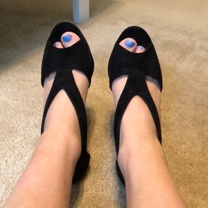 Black suede heels